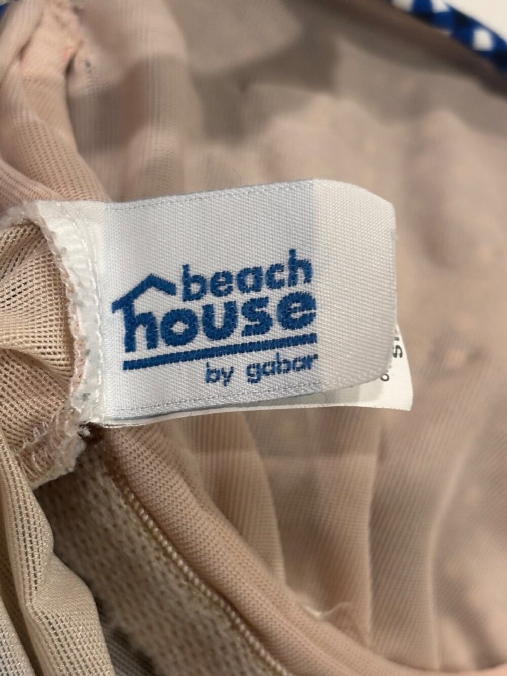 Beach House by Gabar Blue Gingham Tankini Swim Top Size 8 Built-In Shelf Bra Y2K - Picture 7 of 8